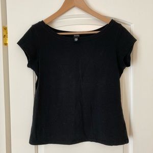 Eileen Fisher Black Fitted Cotton Tee
